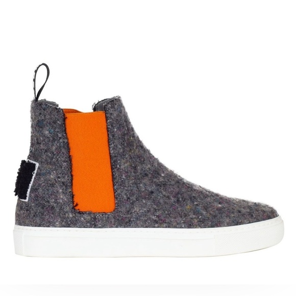 MSGM Wool High Top Sneaker US 7.5 / EUR 38 orange gray ankle boots slip on - Picture 1 of 13